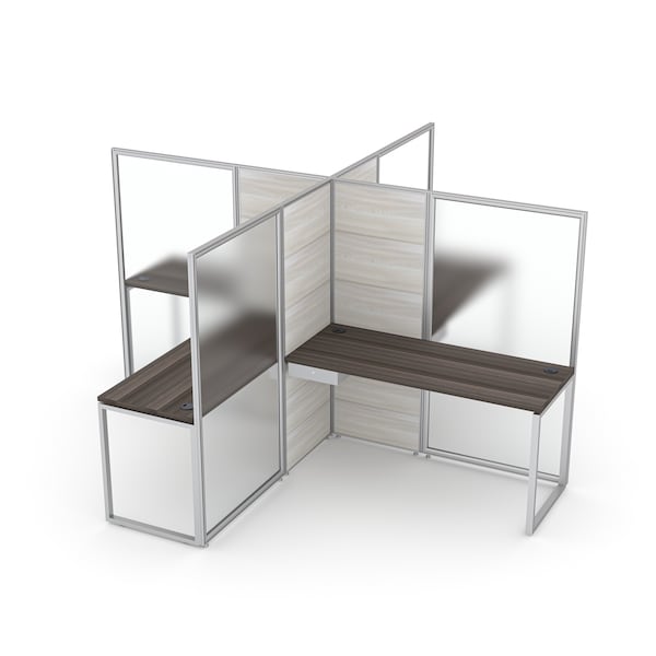 Sapslim Cubicle Collection 5'x5' 4-Person Office Cubicle Workstation w/ lockbox, 65H panels in black oak CY-SLM_CC15-5x5x65H-MDC - main